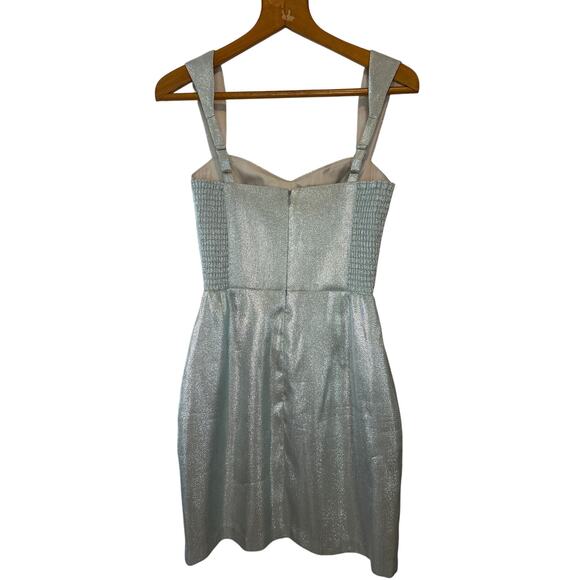 Amanda Uprichard Jordy Metallic Icy Blue Sparkle Mini Cocktail Party Dress Sz S - Picture 4 of 14
